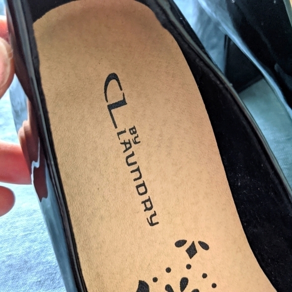 Nwot CL by Laundry Black Patent Round Toe Pump 8 Block Heel Office - Picture 3 of 9